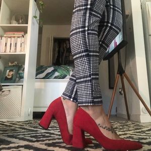 Red block heels